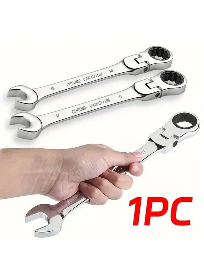 Upgraded Chrome Vanadium Steel 180 Degree Folding Ratchet Wrench 17mm Home Auto Repair Tool - Image 3